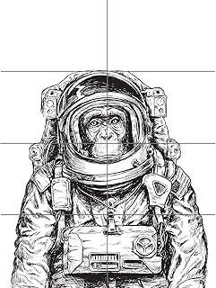 Affiche à panneau géant xl avec illustration d'astronaute de singe