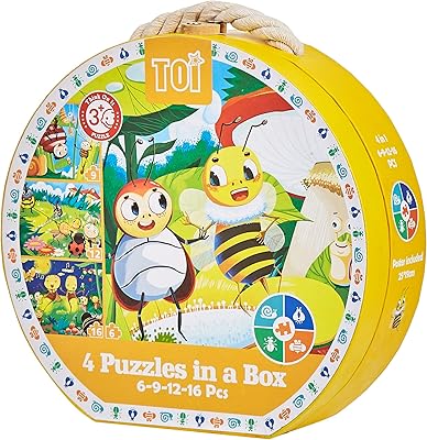 Puzzle leben toy 4 en 1 pour enfants, jaune, tp987