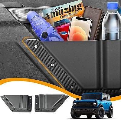 Healy poche de rangement pour porte avant compatible avec ford bronco 2021 2022 2/4 porte 2/4, accessoires intérieurs de porte avant, organisateur de poche pour porte latérale, porte-gobelet en plastique abs, noir, 2 pièces. Votre satisfaction, notre priorité chez Diaytar
