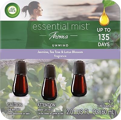 Recharge de brume essentielle air wick, 3 pièces, diffuseur d'huiles essentielles unwind