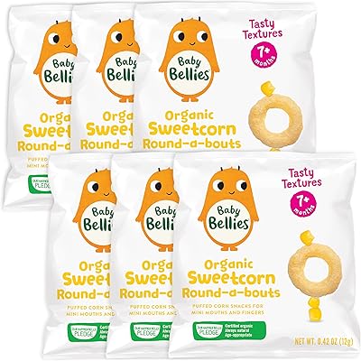 Packs de collations individuelles rondes biologiques baby bella's, maïs sucré, paquet de 6