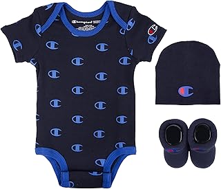 Coffret 3 pièces pour bébé comprenant un body, un bavoir, un chapeau