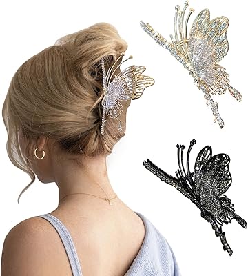 Pinces à cheveux papillon pour femmes, pinces à cheveux en métal antidérapantes solides