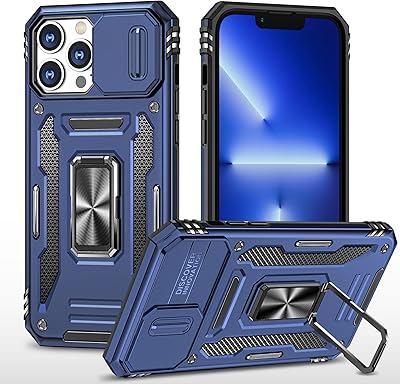 Coque pour appareil photo coulissant pour iphone 11 pro 5.8, béquille avec anneau magnétique intégré, rotation à 360 degrés, coque de protection antichoc, bleu marine. Des économies garanties sur chaque commande avec Diaytar