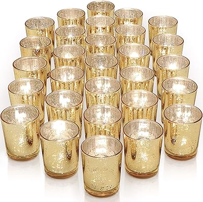 Castowave 12 pièces bougeoirs votifs dorés pour table bougeoir en verre
