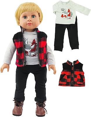 Tenue d'extérieur 3 pièces pour garçons, convient aux poupées american girl de 18"