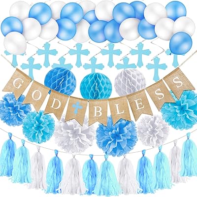 58 pièces décorations de baptême pour premier garçon décor de première communion bannière