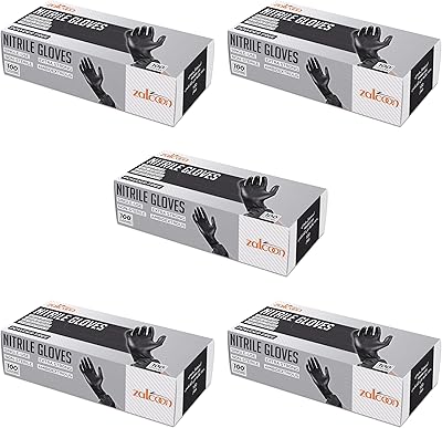 Gants d'examen en nitrile zalcon, noirs, sans poudre, sans latex, 4 ml, idéaux