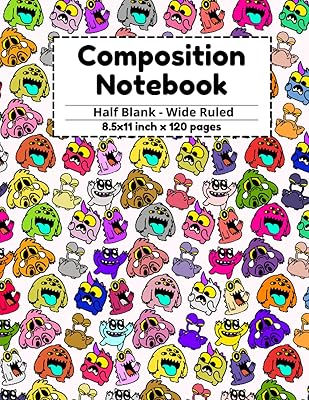 Cahier de composition : pour les enfants - à moitié vierge - papier