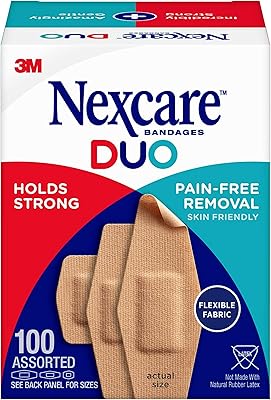 Bandages nexcare duo en tissu élastique pour les activités estivales et la natation.