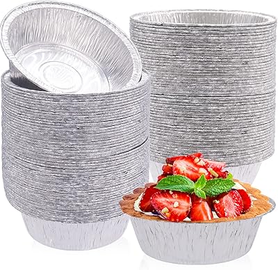 100 pièces de moule à tarte rond jetable de 5 pouces, moule à