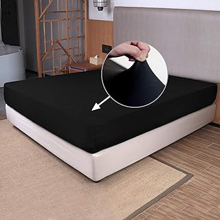 Drap de lit double extensible doux uniquement tissu en jersey et ajustement