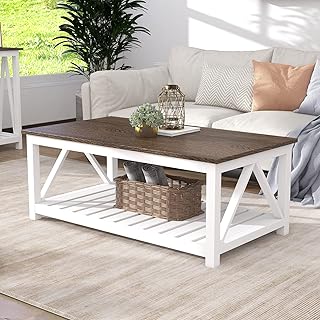 Table basse au design rustique antique chu chou avec étagère pour salon