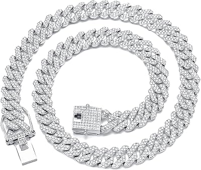 Chaîne à maillons cubains lilymimi pour hommes, collier cubain miami, or 18 carats