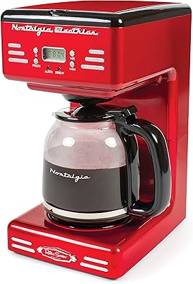 Cafetière programmable nostalgia retro 12 tasses avec écran led, arrêt automatique et maintien