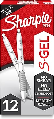 Stylos sharpie s-gel, pointe moyenne (0,7 mm), stylos à encre gel noire, 12