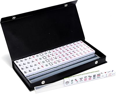 Drezel mini portable mahjong version traditionnelle chinoise, 144 tuiles de mah-jong en acrylique