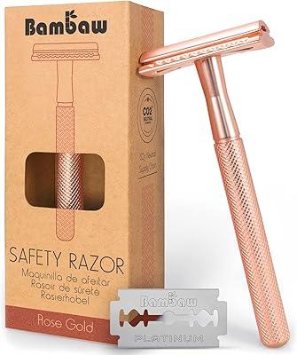 Rasoir de sécurité à double tranchant en bambou pour femme par rose