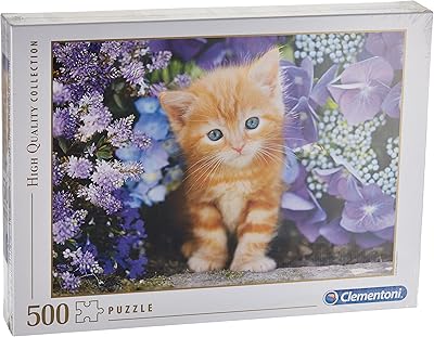 Clementoni ginger cat in flower puzzle pour adultes 500 pièces, multicolore