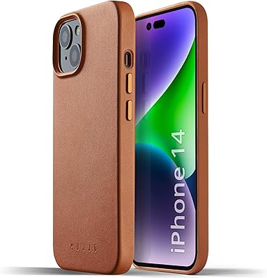 Coque entièrement en cuir mojo pour iphone 14 avec magsafe (beige foncé)