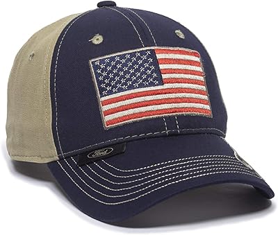 Chapeau d'extérieur unisexe - drapeau américain, casquette de camionneur, bleu marine/kaki, adulte