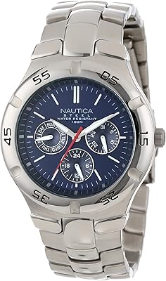 N10061montre ronde multifonction en acier inoxydable pour homme, couleur argent, mouvement à quartz