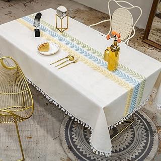 Chemin de table nappe carrée en coton et lin brodée à