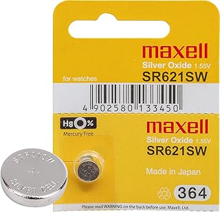 Maxell sr621sw / 364 piles à l'oxyde d'argent 1,55 v - 5 pièces