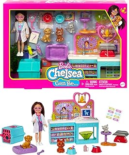Ensemble de jeu barbie chelsea vet poupée brunette chelsea 4 figurines