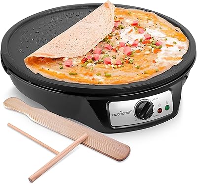 Crêpière électrique amovible - grille antiadhésive facile à nettoyer, contrôle de température réglable