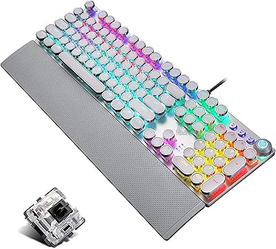 Clavier de jeu mécanique aula retro steampunk rétroéclairage rvb personnalisable interrupteur noir