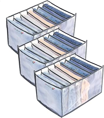 Organisateur de rangement pour jeans lavables tiroir de placard pliable boîte séparée vêtements