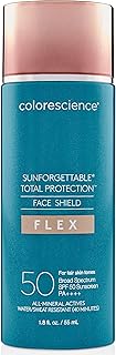 Colorescience total protection face shield flex spf 50, formule d'oxyde de zinc, équitable