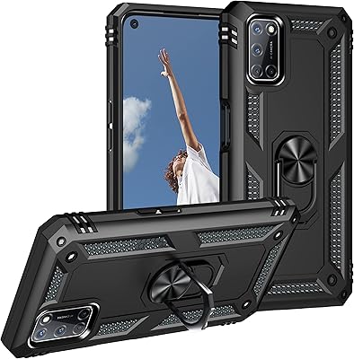 Coque pour réseau 4g oppo a72-a52-a92 avec protecteur d'écran en verre trempé anneau