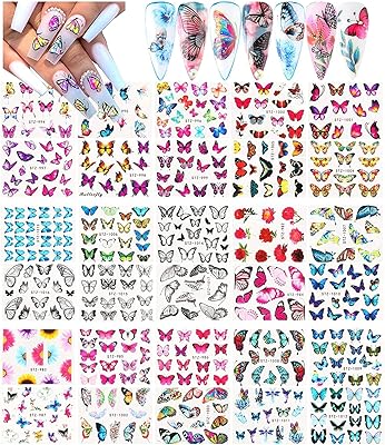 100 feuilles d'autocollants pour nail art, autocollants pour ongles auto-adhésifs à transfert d'eau