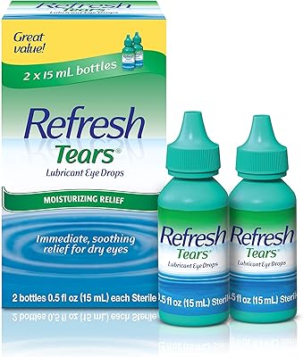 Gouttes oculaires lubrifiantes refresh tears water, 2 flacons, 15 ml
