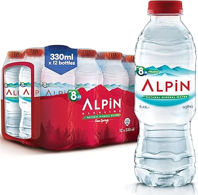 Eau minérale alcaline naturelle alpine 330 ml, paquet de 12