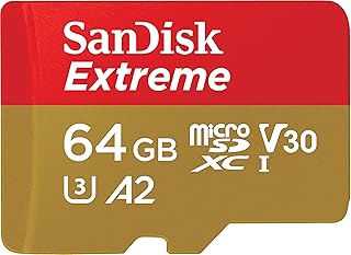Carte microsd sandisk extreme uhs-i 64 go, enregistrement vidéo 4k sur mobile, caméras d'action et drones, vitesses de lecture et d'écriture de 170 et 80 mo/s, sdsqxav 064g gn6mn, rouge/or. Diaytar : Connectez-vous aux meilleures offres