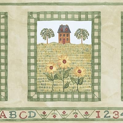 Concord wall coverings papier peint rustique en forme de tournesol pour la maison, la cuisine, la salle à manger, vert, beige, jaune, 15' x 7' bt77724. Diaytar : Vivez l'expérience du shopping malin