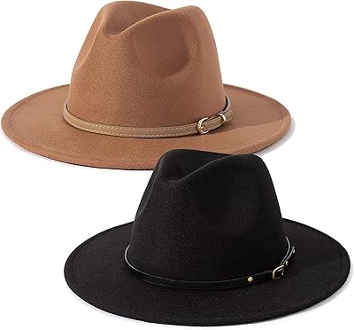 Chapeau fedora classique à large bord lisianthus avec boucle de ceinture pour femmes