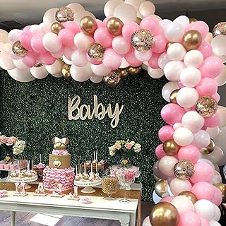 Kit de ballons roses 124 brillants blancs roses et dorés pour fêtes