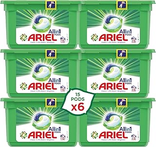 Capsules de lessive liquide ariel 3 en 1 au parfum original pour un nettoyage et une élimination des taches puissants, paquet de 6 x 15 pièces (90 capsules). Diaytar : Le e-commerce qui respecte votre budget