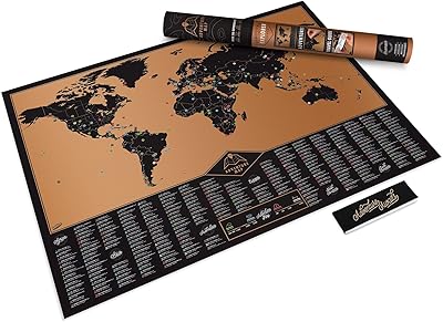 Carte du monde à gratter affiche unique et colorée décor de carte