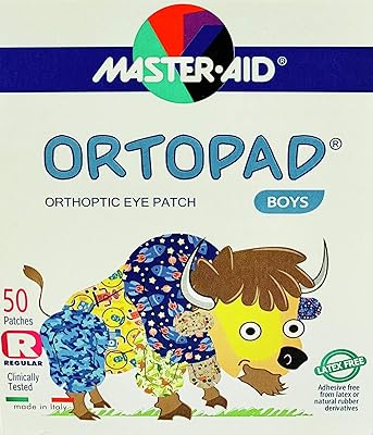 Patchs oculaires ortopad pour garçons, 50 patchs adhésifs, taille standard, sans latex ni