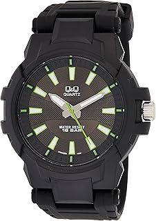 Montre décontractée q&q pour hommes, analogique, plastique caoutchouc - vr62j005y