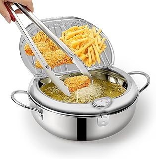 Friteuse friteuse japonaise en acier inoxydable 304 avec couvercle et égouttoir à huile