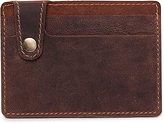 Portefeuille porte-cartes de crédit en cuir véritable pour femmes et hommes mini portefeuille