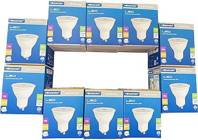 Spot led megaman gu10 7w 220v 3000k blanc chaud 630 lumens durée