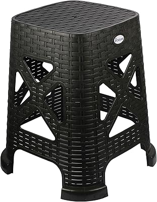 Chaise de bar carrée en plastique esquip® pour usage intérieur et extérieur, noir