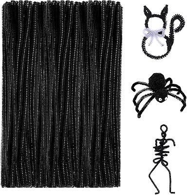 Delfino 100pcs cure-pipes en chenille noire pour la décoration artisanale et les projets